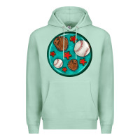 Seafoam baseball with sunflower round earrings Premium Hoodie - BundleAndBundleShop