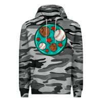 Slate Camo baseball with sunflower round earrings Premium Hoodie - BundleAndBundleShop