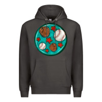 Smoke baseball with sunflower round earrings Premium Hoodie - BundleAndBundleShop