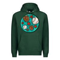 Sports Green baseball with sunflower round earrings Premium Hoodie - BundleAndBundleShop
