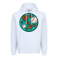White baseball with sunflower round earrings Premium Hoodie - BundleAndBundleShop