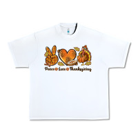 White Peace Love Thanksgiving Urban Heavy Tee - texasbilliewilder