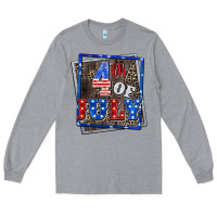 Heather Grey 4th of july Long Sleeve Tee - CowGirlArtShop