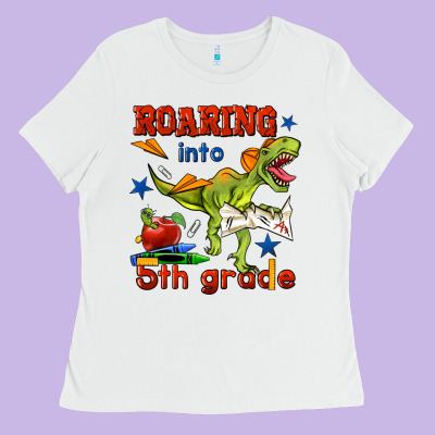 Roaring Into 5th Grade Ladies Tee Designed By Bundleandbundleshop