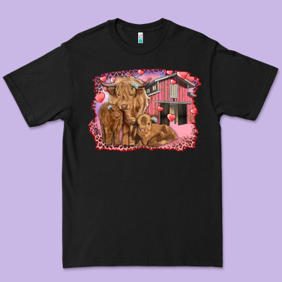 Valentines Day Mama Cow And Baby Cows Premium Tee Designed By Ranaportraitstore