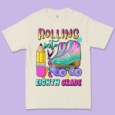 Rolling Into Eighth Grade Premium Tee Designed By Bundleandbundleshop
