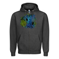Charcoal Heather halloween patch  3 Zipper Hoodie - BundleAndBundleShop