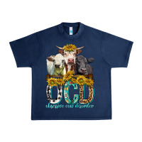 Navy Obsessive Cow Disorder with Cows Urban Heavy Tee - texasbilliewilder