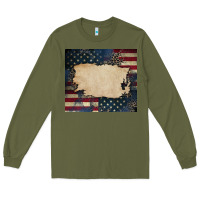 Army Green American flag add your text Long Sleeve Tee - CowGirlArtShop
