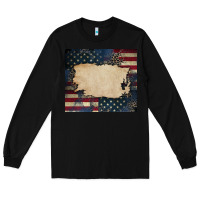 Black American flag add your text Long Sleeve Tee - CowGirlArtShop