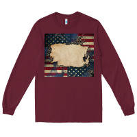Burgundy American flag add your text Long Sleeve Tee - CowGirlArtShop