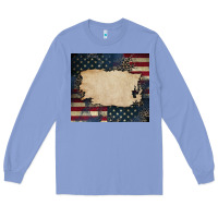 Colony Blue American flag add your text Long Sleeve Tee - CowGirlArtShop