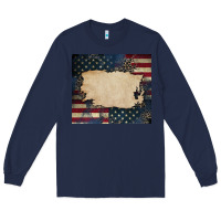 Navy American flag add your text Long Sleeve Tee - CowGirlArtShop