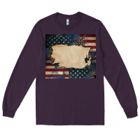 Plum American flag add your text Long Sleeve Tee - CowGirlArtShop
