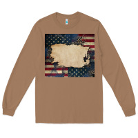 Toasted Coconut American flag add your text Long Sleeve Tee - CowGirlArtShop