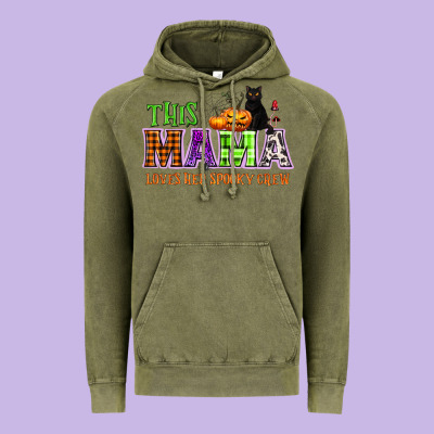 This Mama Loves Her Spooky Crew Vintage Hoodie Designed By Nancycooperartshop
