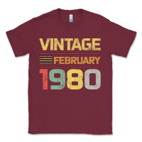 Burgundy Born in 1980 Vintage February Classic Tee - Bettercallsaul