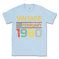 Dusty Blue Born in 1980 Vintage February Classic Tee - Bettercallsaul