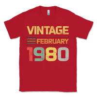 Red Born in 1980 Vintage February Classic Tee - Bettercallsaul