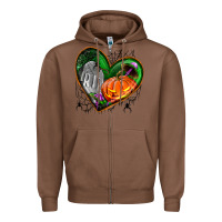 Chestnut halloween heart with pumpkin Zipper Hoodie - BundleAndBundleShop