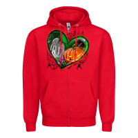 Red halloween heart with pumpkin Zipper Hoodie - BundleAndBundleShop