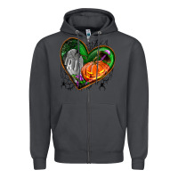 Smoke halloween heart with pumpkin Zipper Hoodie - BundleAndBundleShop
