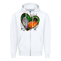 White halloween heart with pumpkin Zipper Hoodie - BundleAndBundleShop