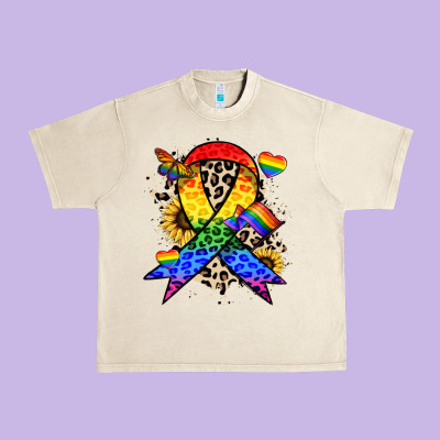 Pride Ribbon Urban Heavy Tee Designed By Nancycooperartshop
