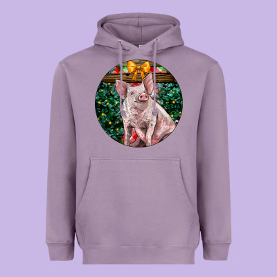 Christmas Pig Heavyweight Hoodie Designed By Lillyallendesigns