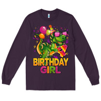 Plum 4th birthday girl t rex pink Long Sleeve Tee - CowGirlArtShop