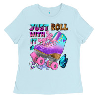 Baby Blue just roll with it Ladies Tee - BundleAndBundleShop