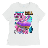 White just roll with it Ladies Tee - BundleAndBundleShop