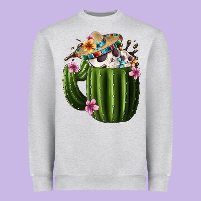 Day Of The Dead Mexican Cactus Heavyweight Sweatshirt Designed By Fadigitalartstudio