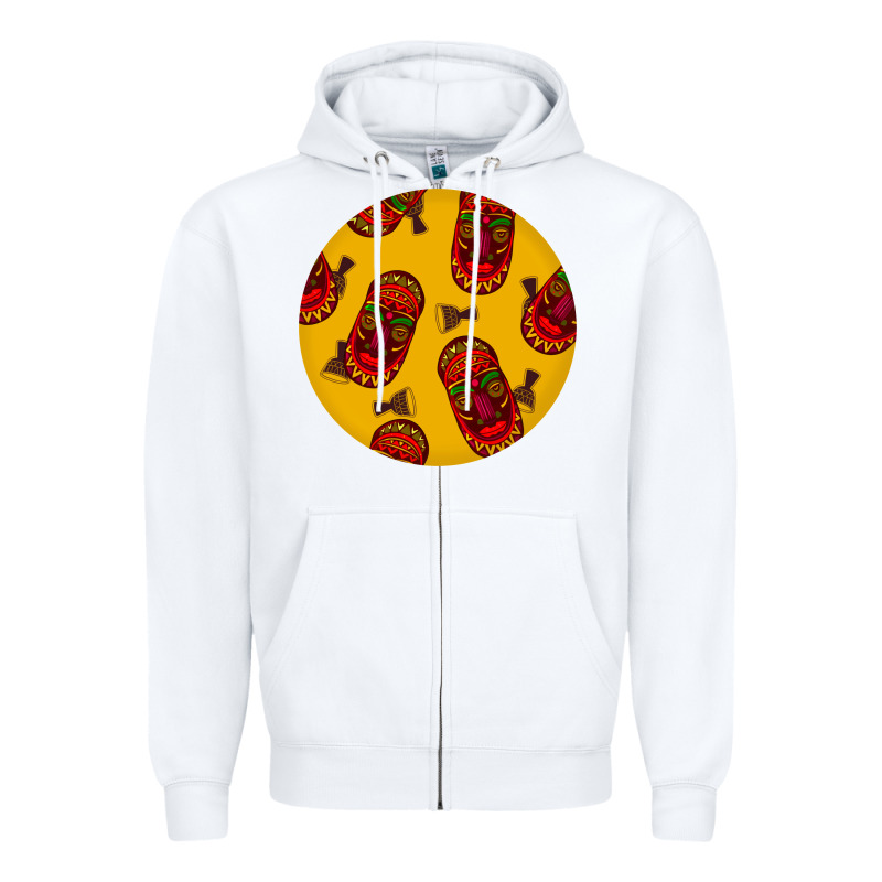 African Masks Round Earrings 5 Zipper Hoodie by BundleAndBundleShop | Teevron