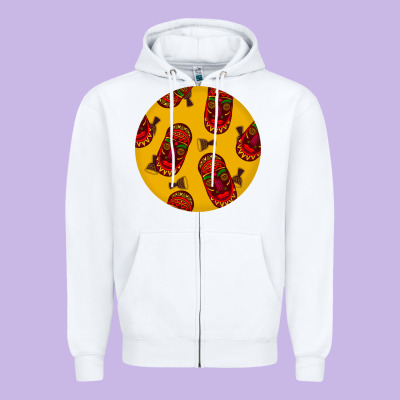 African Masks Round Earrings 5 Zipper Hoodie Designed By Bundleandbundleshop