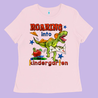 Roaring Into Kindergarten Ladies Tee Designed By Bundleandbundleshop