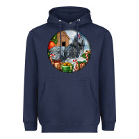 Navy ameraucana rooster christmas Heavyweight Hoodie - LillyAllenDesigns