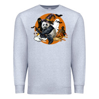 Heather Grey panda hallowen Premium Sweatshirt - LillyAllenDesigns
