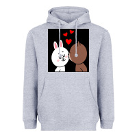 Heather Grey brown bear cony bunny rabbit the kiss Heavyweight Hoodie - tuanDangUi