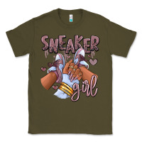 Army Green sky j mauve sneaker girl afro woman Classic Tee - RanaPortraitStore