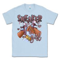 Dusty Blue sky j mauve sneaker girl afro woman Classic Tee - RanaPortraitStore