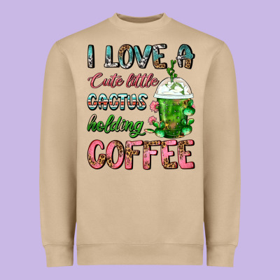 I Love A Cute Little Cactus Holding Coffee Heavyweight Sweatshirt Designed By Fadigitalartstudio