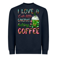 Navy I Love A Cute Little Cactus Holding Coffee Heavyweight Sweatshirt - FaDigitalArtStudio
