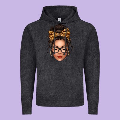 Caucasian Leopard Messy Bun Vintage Hoodie Designed By Texasbilliewilder