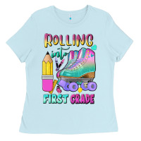 Baby Blue rolling into first grade Ladies Tee - BundleAndBundleShop
