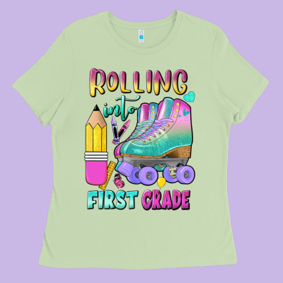 Rolling Into First Grade Ladies Tee Designed By Bundleandbundleshop