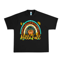 Black Hello Fall with Rainbow Urban Heavy Tee - texasbilliewilder