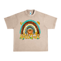French Oak Hello Fall with Rainbow Urban Heavy Tee - texasbilliewilder