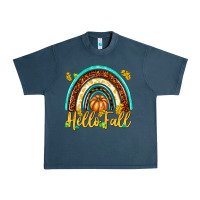 Midnight Navy Hello Fall with Rainbow Urban Heavy Tee - texasbilliewilder