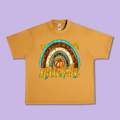 Hello Fall With Rainbow Urban Heavy Tee Designed By Texasbilliewilder